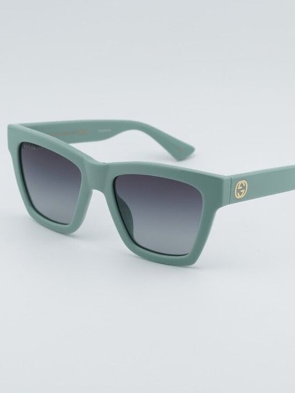 Gucci GG1714S 004 Women Sunglasses Green Square Frame, Grey Lenses